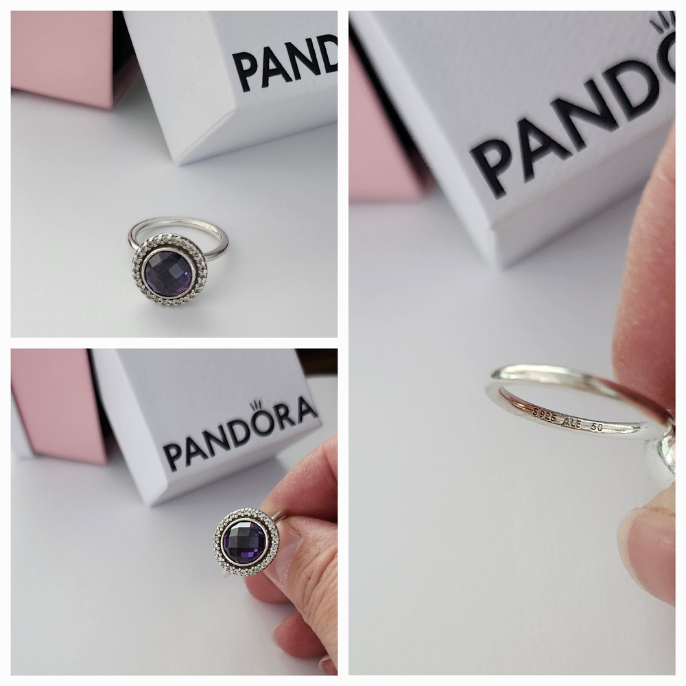 Pandora Silver and Purple Ring